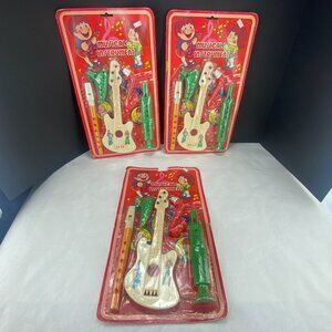 Vintage 90s Kids Play Plastic Musical Instruments New in Package Lot of 3